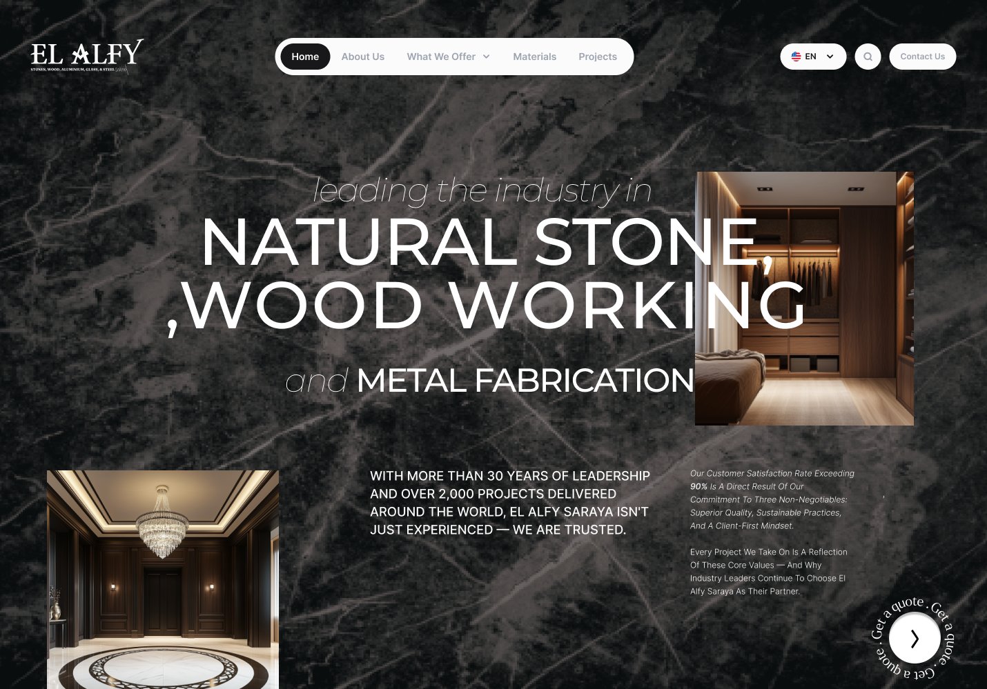 El Alfy Saraya luxury marble brand website hero